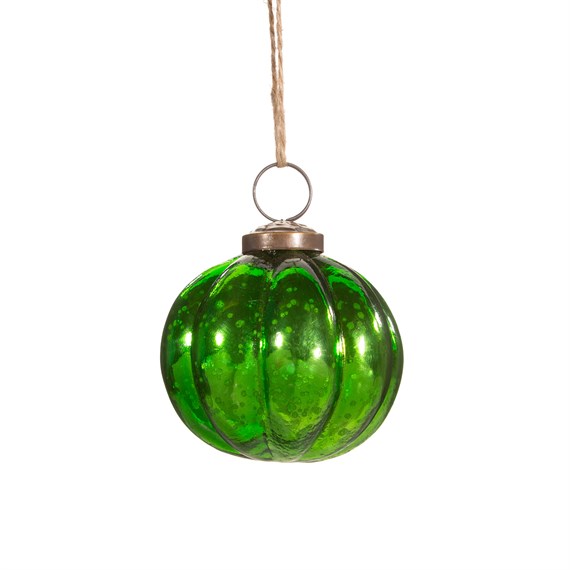 Green Recycled Glass Melon Shaped Bauble