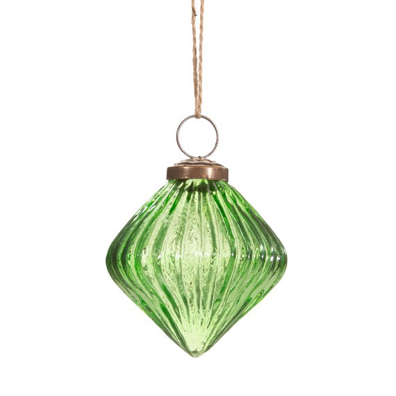Green Recycled Glass Diamond Bauble