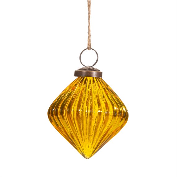 Amber Recycled Glass Diamond Bauble