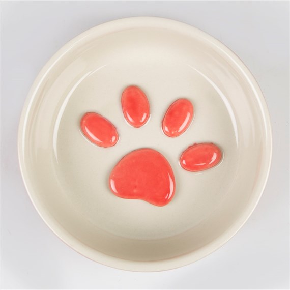 Paw Print Pet  Food Bowl Smal - Red