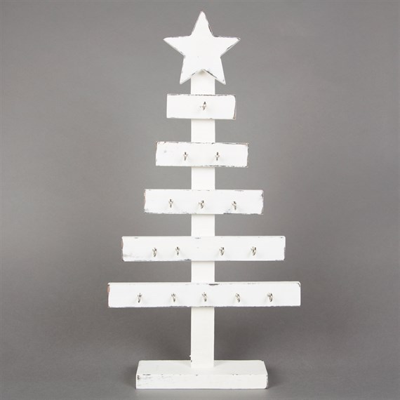 White Standing Christmas Tree with Star Hooks