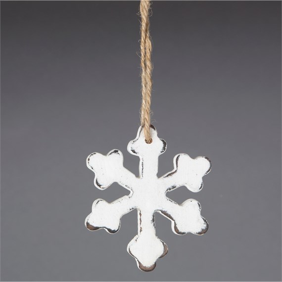 White Rustic Snowflake Hanging Decoration