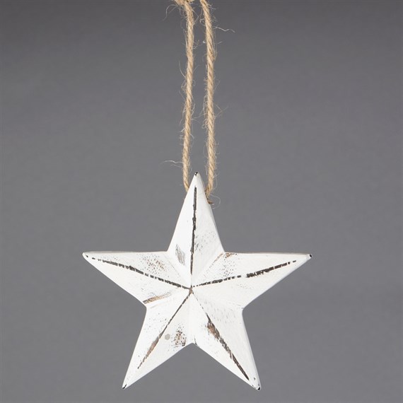 White Rustic Star Hanging Decoration Small