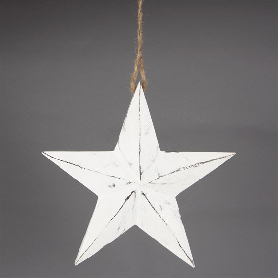 White Rustic Star White Hanging Decoration Large