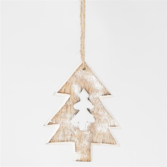 Rustic White Cut Out Christmas Tree Dec - S