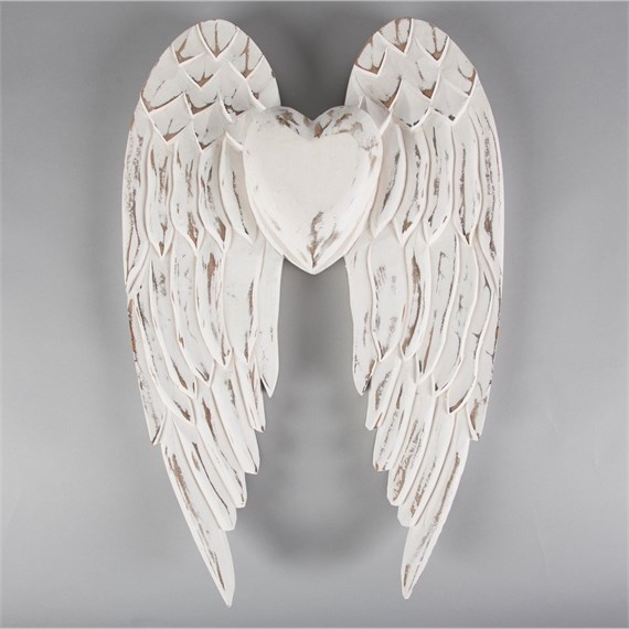 Rustic White Angel Wings Wall Decoration