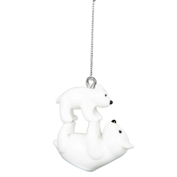 Baby & Mother Polar Bear White Hanging Decoration