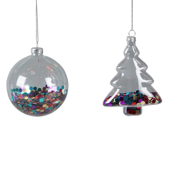 Disco Sequin Round & Tree Shaped Bauble Assorted