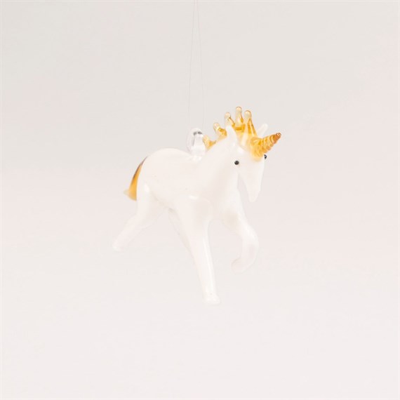 Unicorn Blown Glass Hanging Decoration