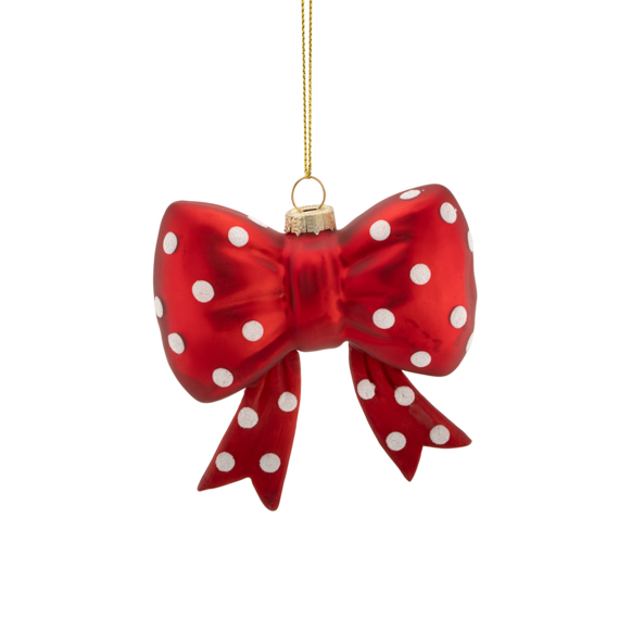 Red Spotty Bow Shaped Bauble