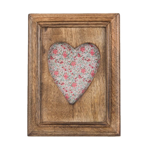 Single Heart Portrait Photo Frame Dark Wood Effect