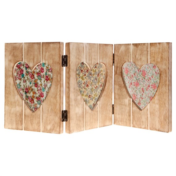 Triple Heart Photo Frame White Wood Effect