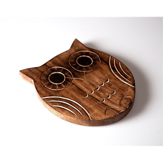 Wooden Owl Trivet Teapot Stand