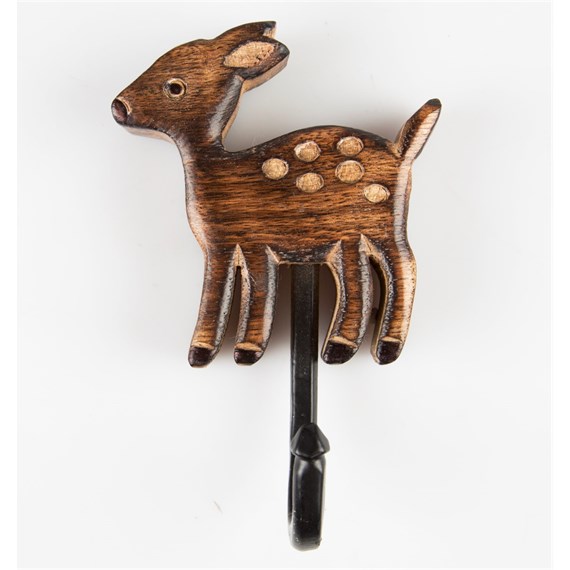 Carved Fawn Single Hook