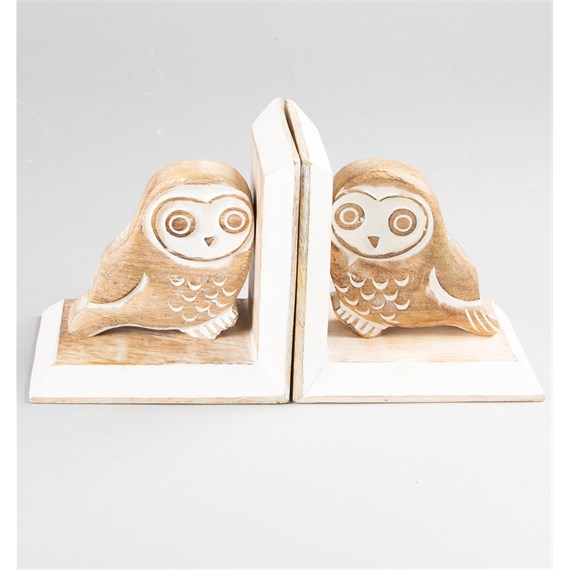 Carved Rustic Owl Bookends
