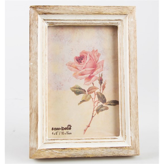 Single Rustic Wood Photo Frame Curved White