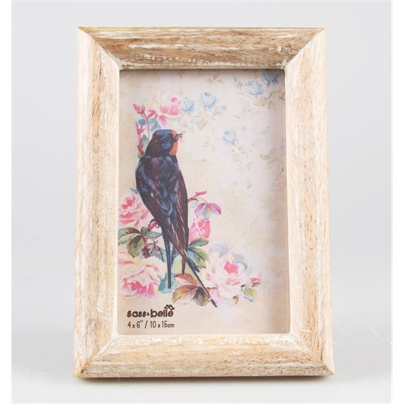 Single Rustic Wood Photo Frame Round Edge White