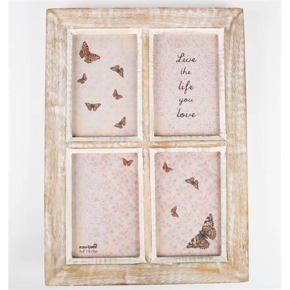 Rustic Wood Photo Frame Window Style White
