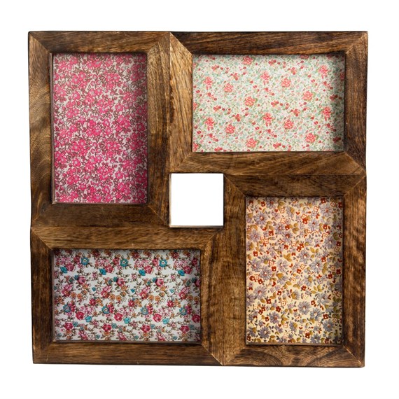 Square Collage Rustic Wood Photo Frame Dark