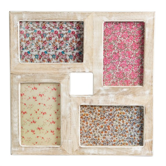 Square Collage Rustic Wood Photo Frame White