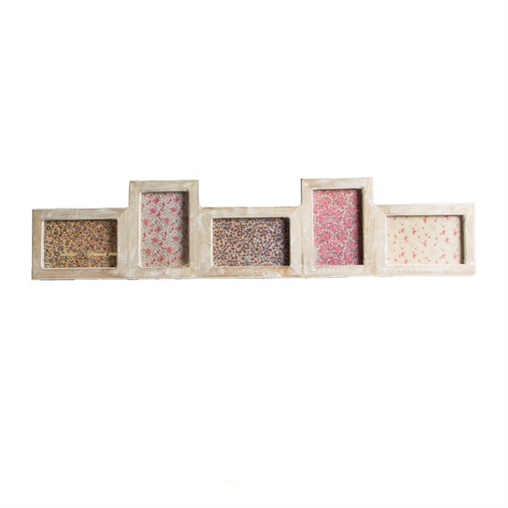 Linear Multi Photo Frame Rustic Wood White