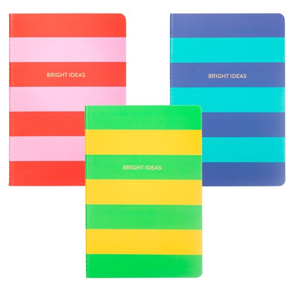Bright Ideas Striped A5 Notebook - Assorted