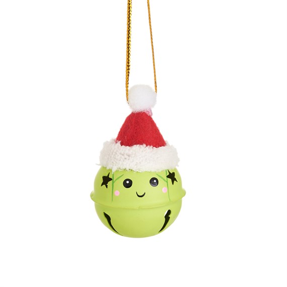 Brussels Sprout in Santa Hat Bell Decoration