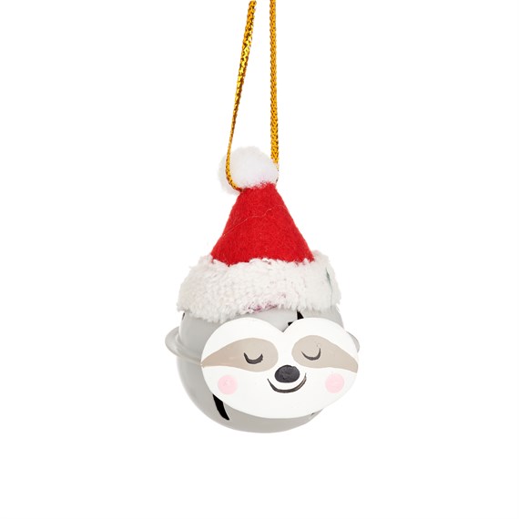 Festive Sloth Hanging Bell Decoration