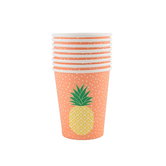 Set of 8 Tropical Summer Pineapple Paper Cups