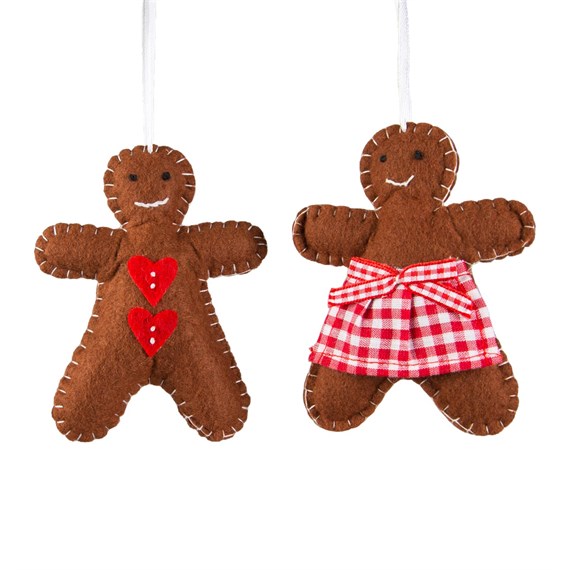 Festive Gingerbread Boy & Girl Hanging Decoration Assorted