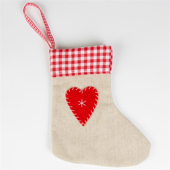 Stocking with Heart & Gingham Trim