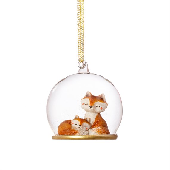 Mum & Baby Fox Dome Bauble