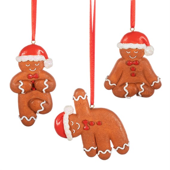 Yoga Gingerbread Hanging Decorations - Set of 3