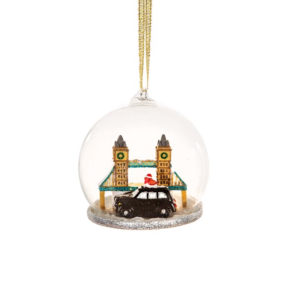 London Christmas Cab Ride Dome Bauble