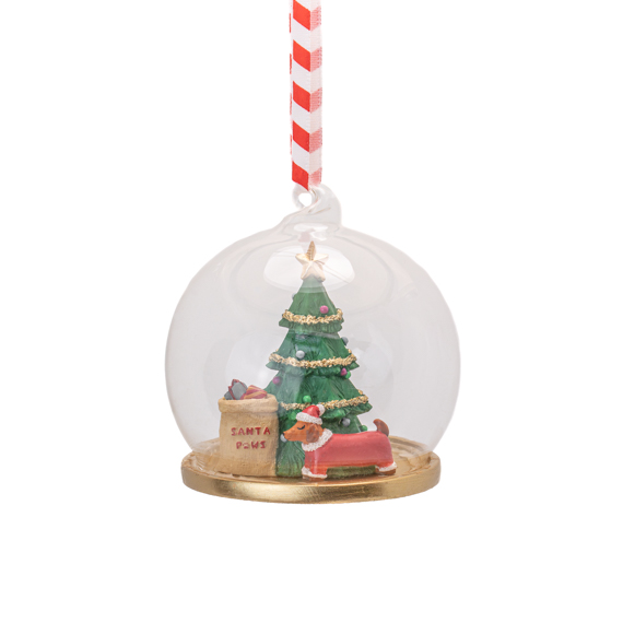 Santa Paws Dome Bauble