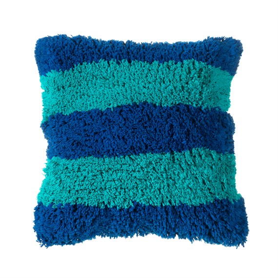 Tufted Stripe Cushion Cover Turquoise and Blue