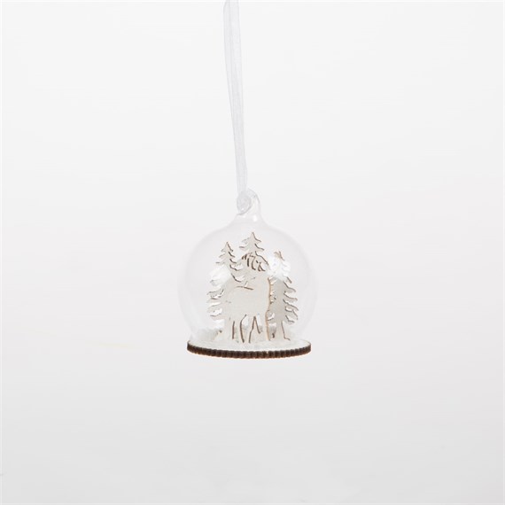 Winter Forest Stag Dome Bauble