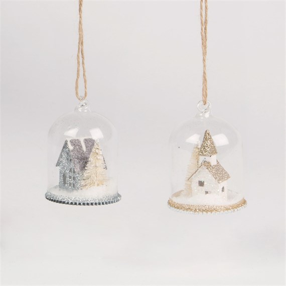 Glitter House Snow Globe Dome Bauble Assorted
