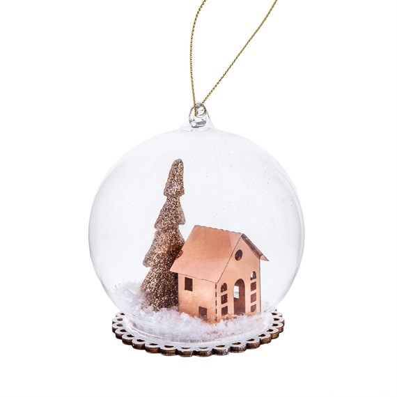 Home Sweet Home Copper Snow Dome Bauble
