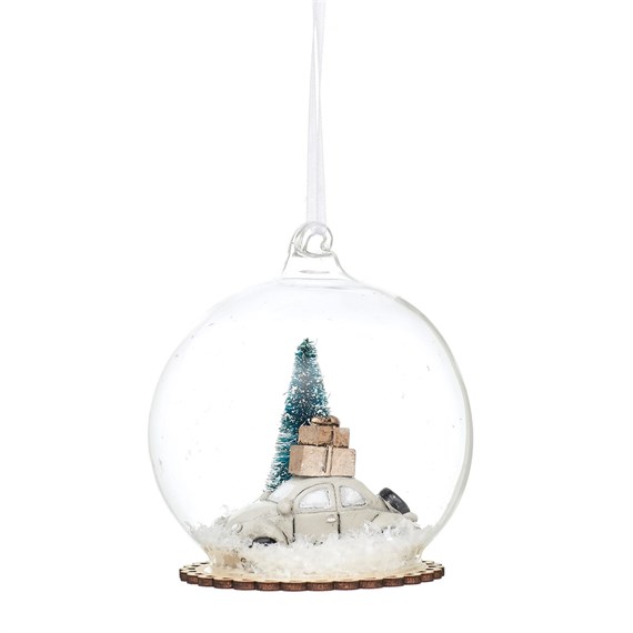 Snowy White Car Dome Bauble
