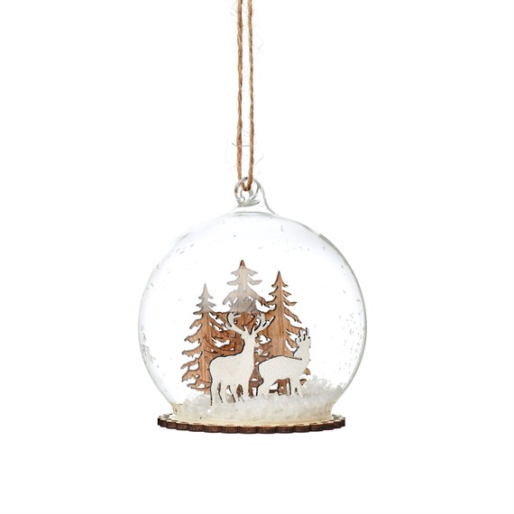 Stags In Snow Mini Dome Bauble