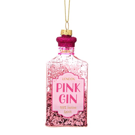 Christmas Cheer Pink Gin Shaped Bauble