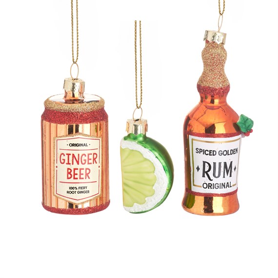 Rum and Ginger Beer Baubles - Set of 3