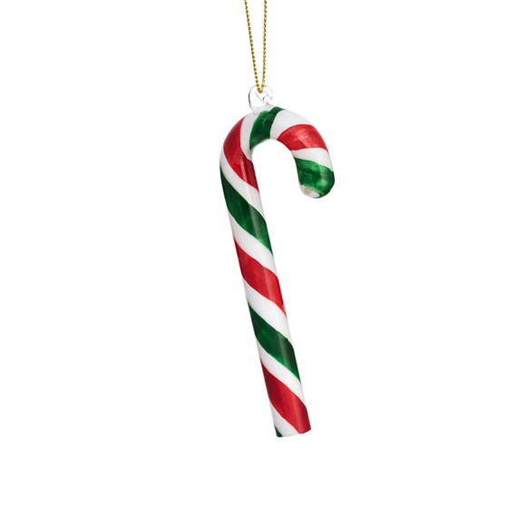 Green & Red Candy Cane Shaped Bauble