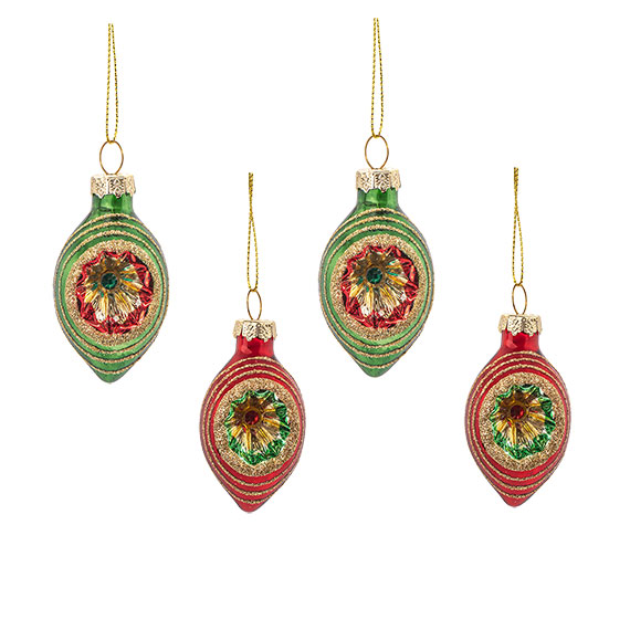 Mini Retro Bauble  - Set of 4