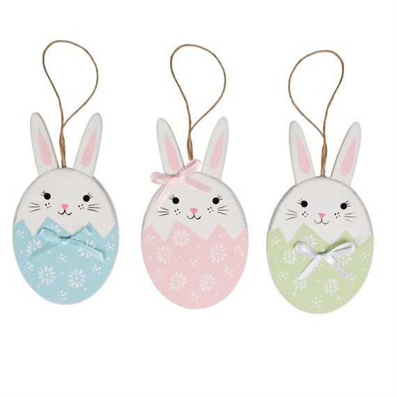 Pastel Easter Bunny with Bow Hanging Decoration Assorted