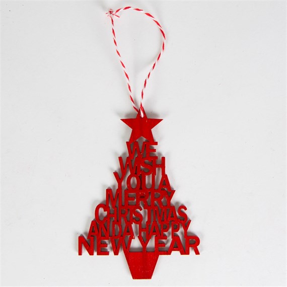 Christmas Tree with Festive Words Hanging Decoration