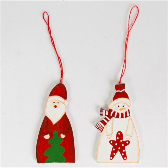 Seasonal Snowman & Santa Hanging Decoration Assorted