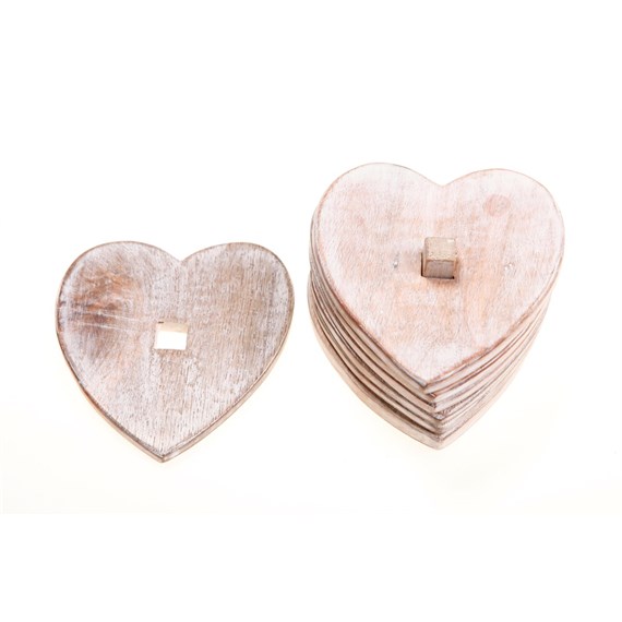Wooden Brown Heart Coasters - Set of 6