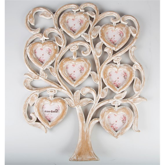 Rustic Wood Family Tree Photo Frame White